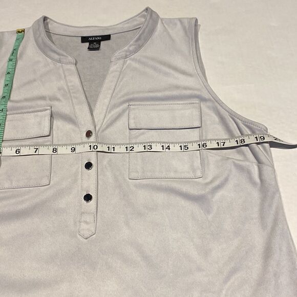 Lite grey Faux Suede sleeveless dress by Alfani size 10 - Picture 7 of 10